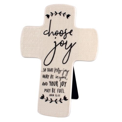 Choose Joy ceramic standing cross